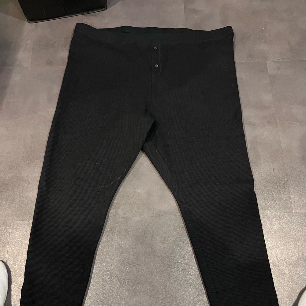 Black waffle print Pants